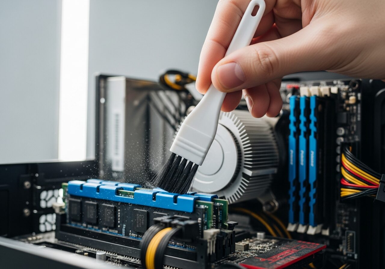 Clearing dust from a cooling fan to keep airflow open